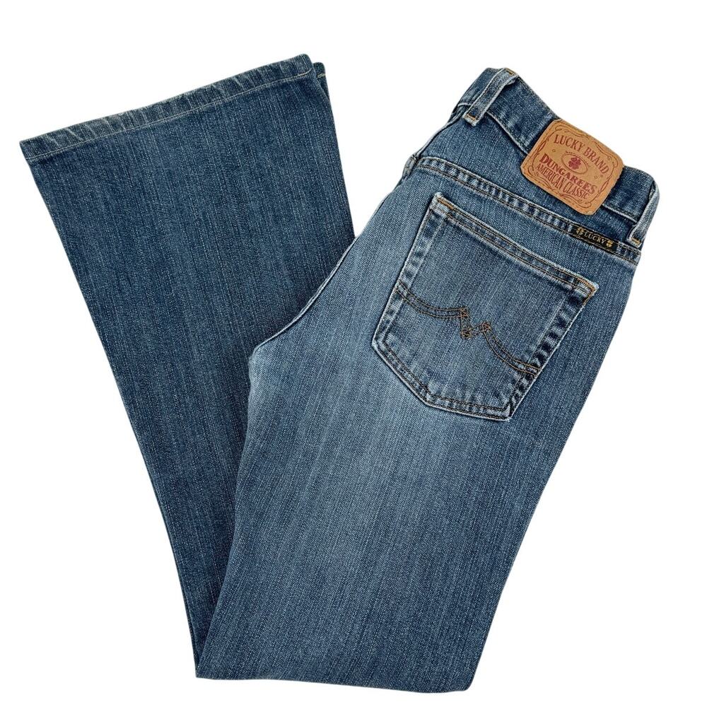 Lucky Brand Dungarees Flare Jeans 27/4 Y2K Low Rise Denim Made in USA